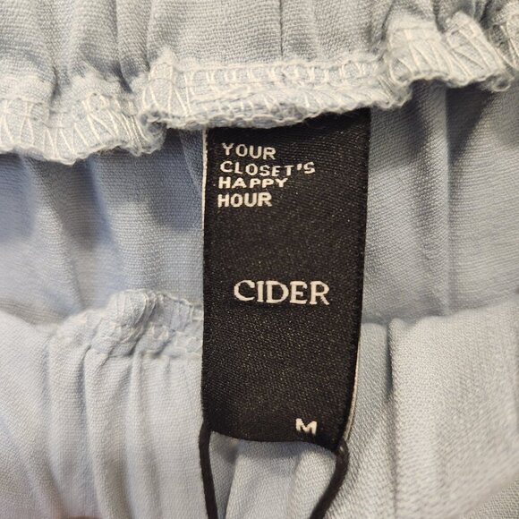 Cider Pants Solid Elastic Waist Wide Leg Trouser Pleated Texture - Size M - Picture 3 of 5